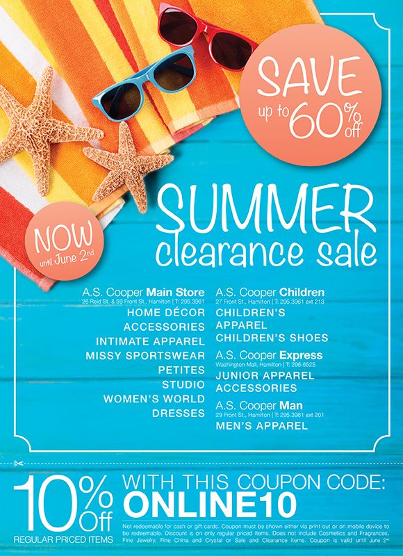 A.S. Cooper 2013 Summer Clearance Sale
