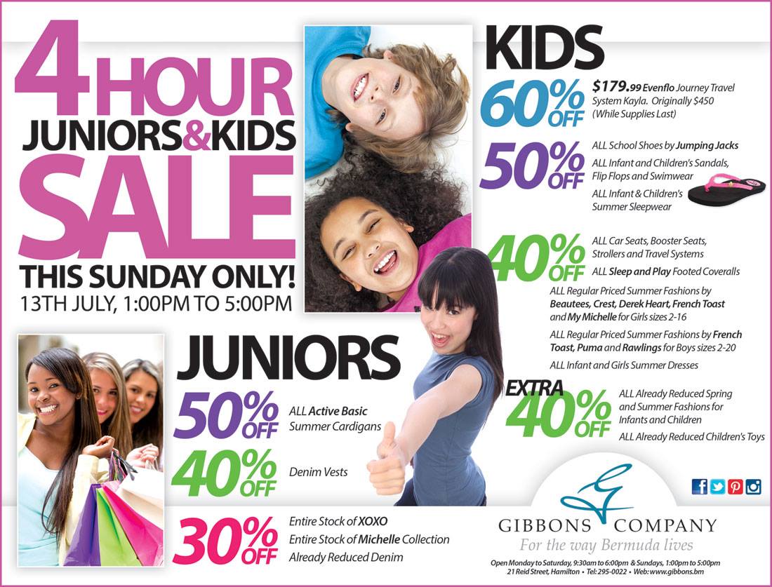 Bermuda Gibbons Company 4 Hour Juniors and Kids Sunday Sal