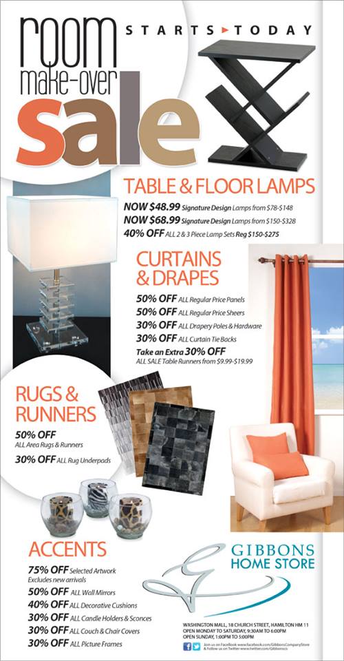 Bermuda Gibbons Room Make-Over Sale