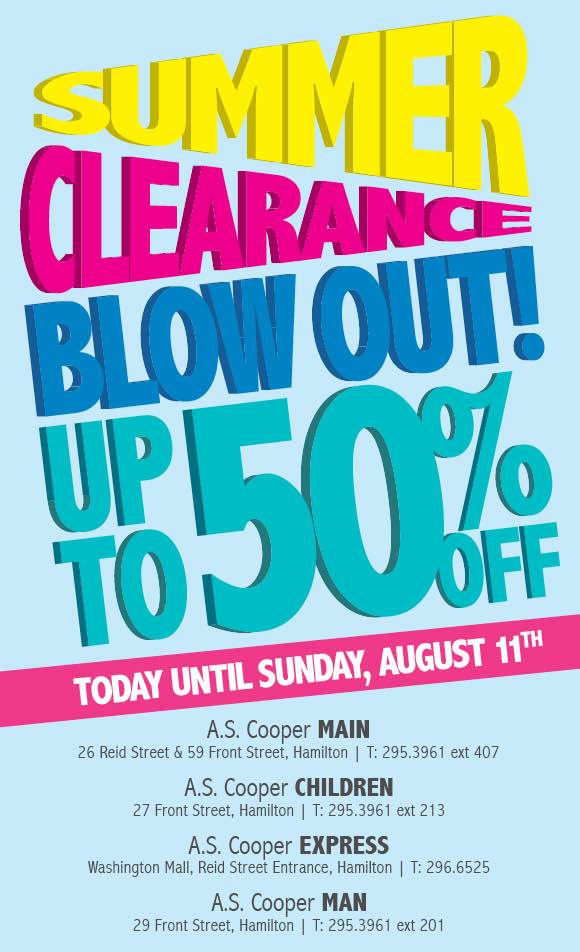 A.S. Coopers Summer Blow-Out Sale 