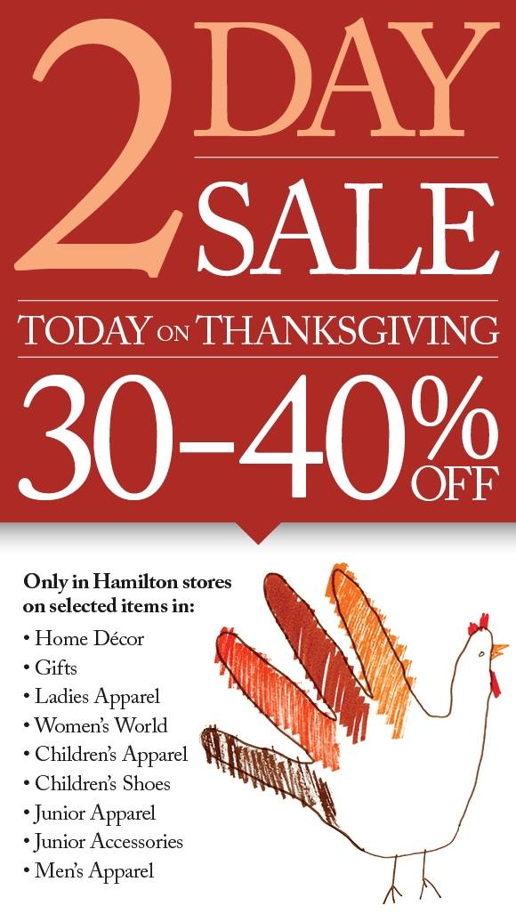 Bermuda A.S. Coopers 2-Day Thanksgiving Sale 