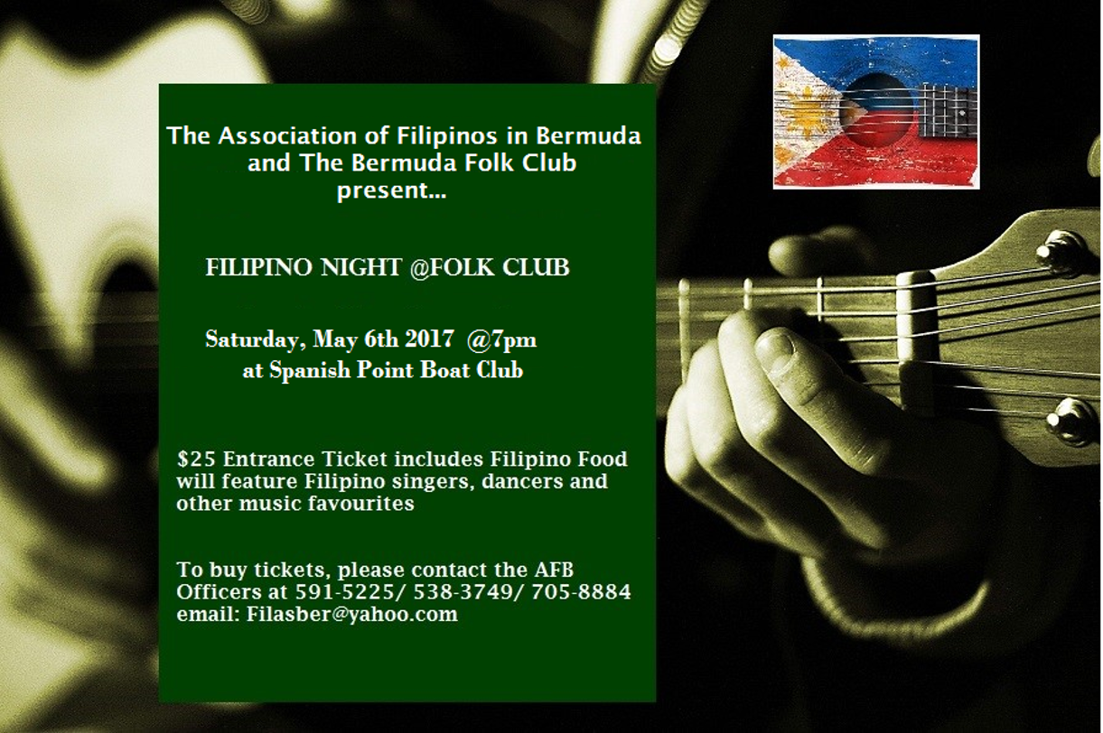 The Bermuda Folk Club's Filipino Night is coming up on Saturday, May 6th!