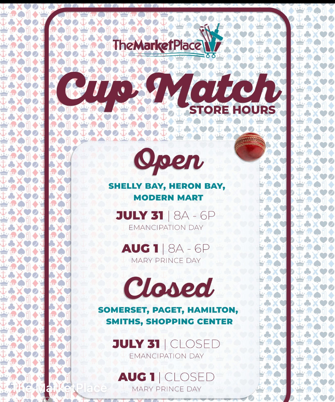The Marketplace - Cupmatch Store Hours 