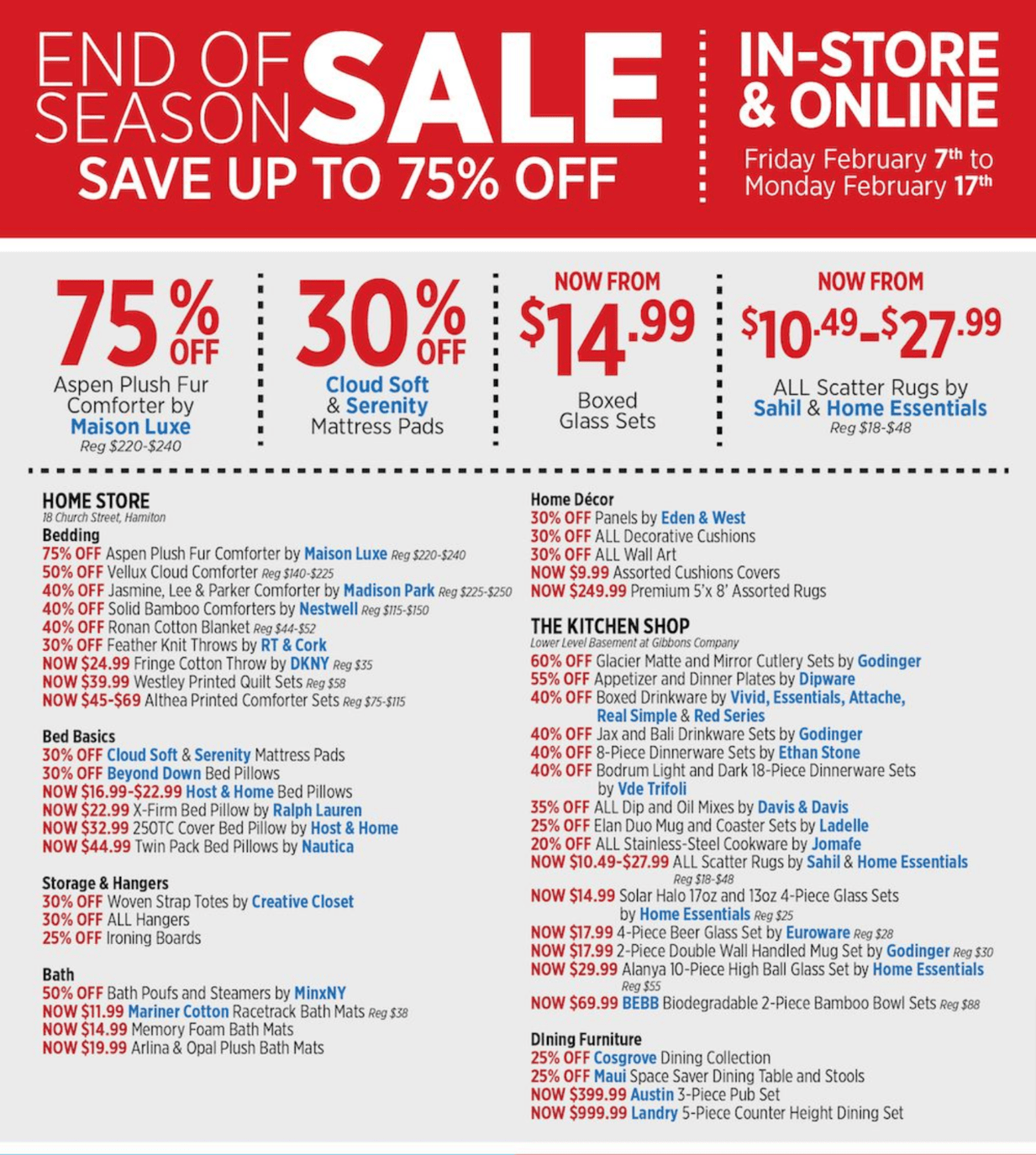 Gibbons End of Season Sale -  Up to 75% OFF