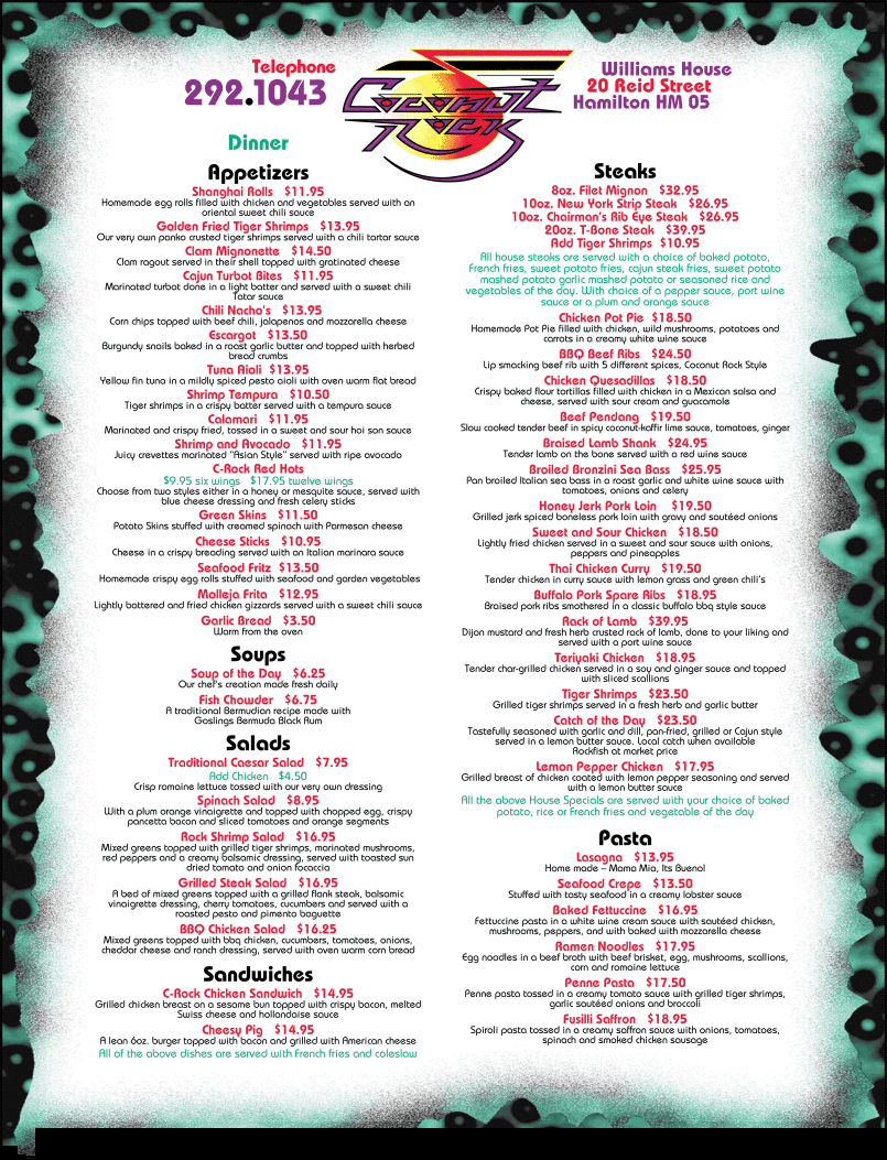 Coconut Rock Restaurant eSite Yabsta