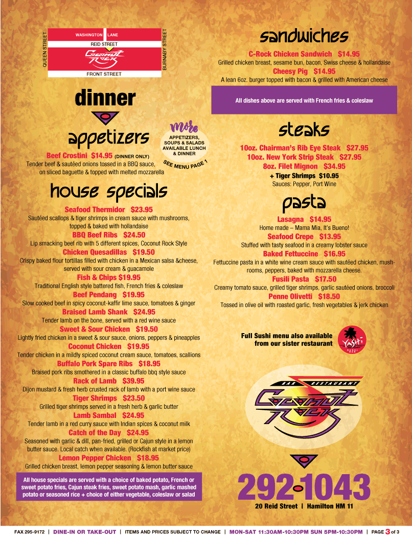 Coconut Rock Restaurant eSite Yabsta