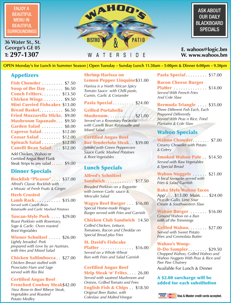 Bermuda Wahoo's Bistro & Patio Bermuda restaurants Yabsta